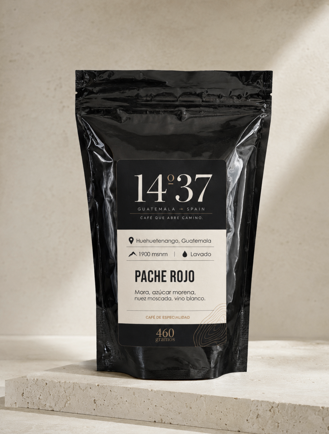 Bolsa de café 14°37 Pache Rojo, variedad de Huehuetenango a 1.900 msnm, proceso lavado